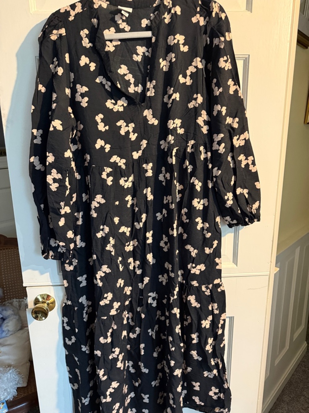 a new day Black Dress with Blush Floral Motif